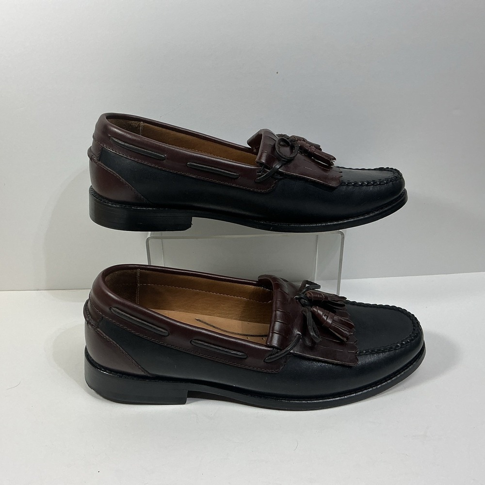 Johnston & Murphy Black Brown Leather Tassel Loafers Mens Sz 11 M Dress Shoes - Picture 9 of 9